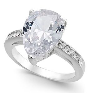 Pear Shaped Sparkling Simulated Diamond Pave’ Ring
